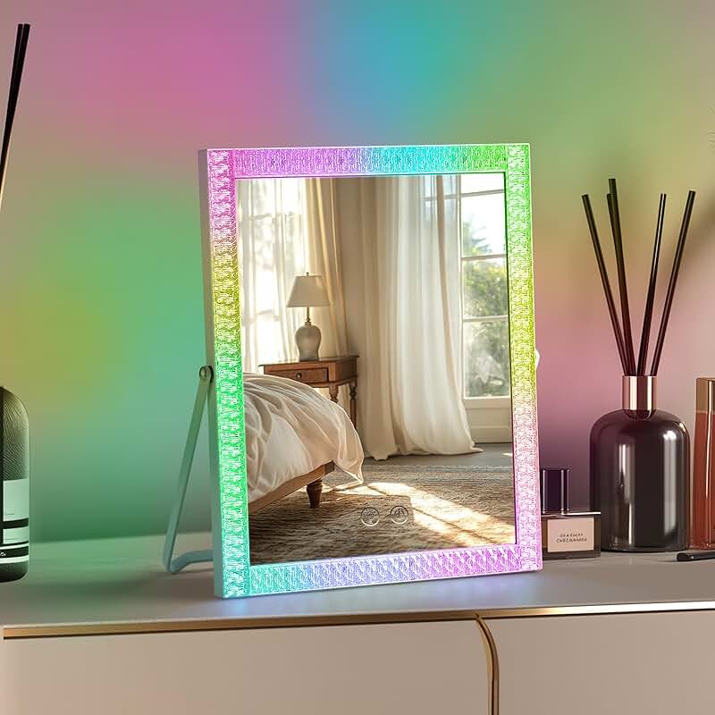 Lighted Vanity Mirror with RGB and Dimmable Lights