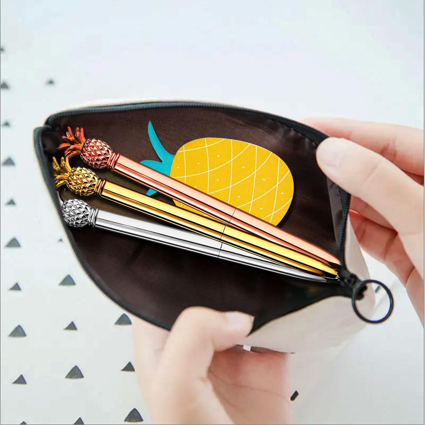 Pineapple Ballpoint Pen Set with Pencil Pouch and Stickers