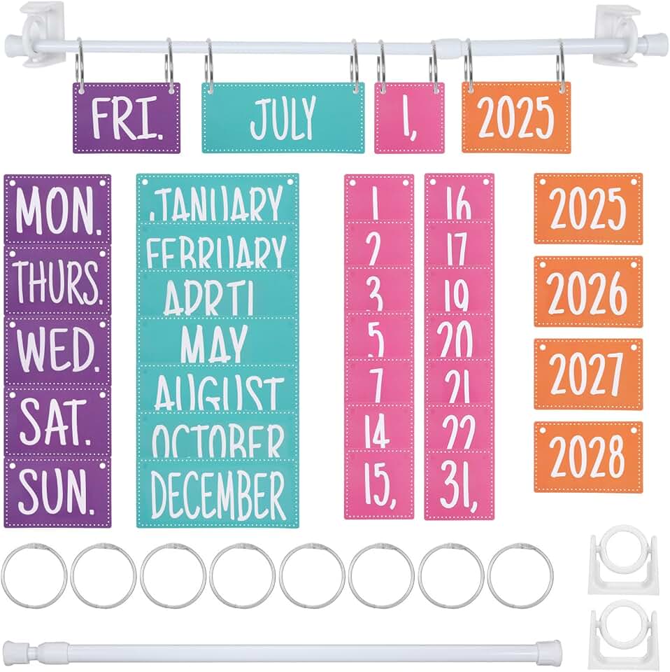 Flip Classroom Calendar with 54 Date Cards and Stand