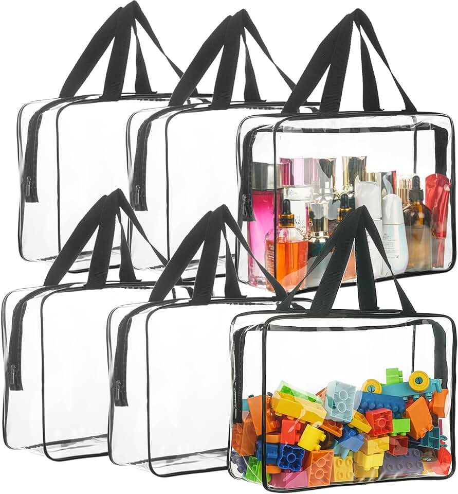 Set of 6 Large Waterproof Toy and Book Storage Bags