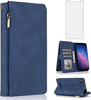 Wallet case with screen protector and wrist strap