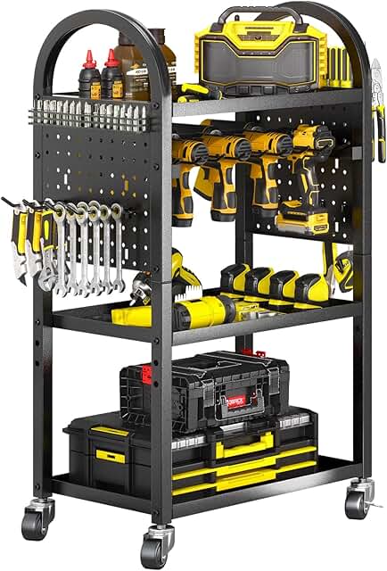 Heavy Duty Rolling Power Tool Organizer for Garage