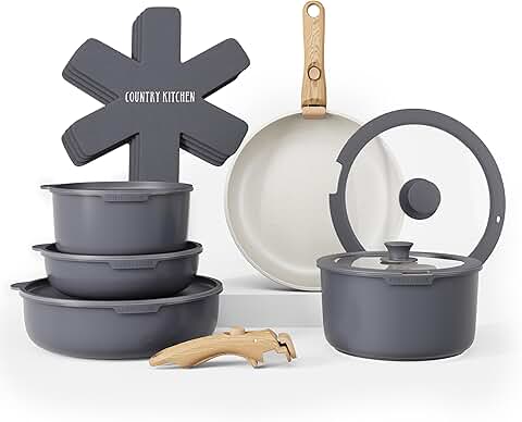 Country Kitchen Cookware Set with Removable Handle