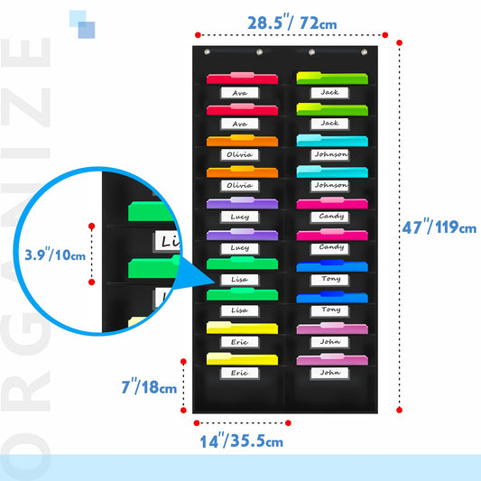 Nylon Wall Pocket Chart with 20 Pockets and Hooks