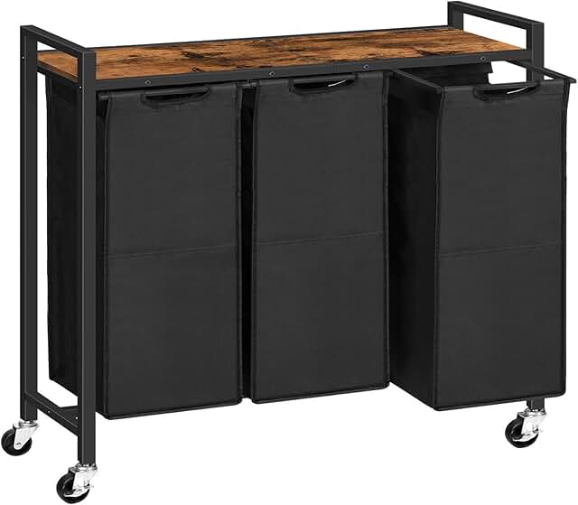 Three-Section Laundry Sorter with Wheels