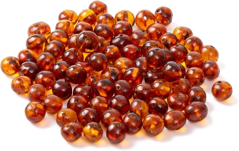 Polished Cognac Baltic Amber Beads, 10g, 6-8mm