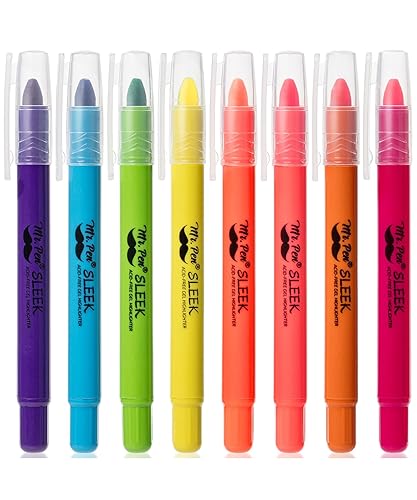 Assorted Color Gel Highlighters, Pack of 8