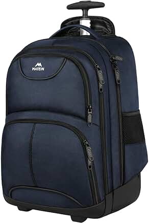 Blue Rolling Laptop Backpack with Wheels
