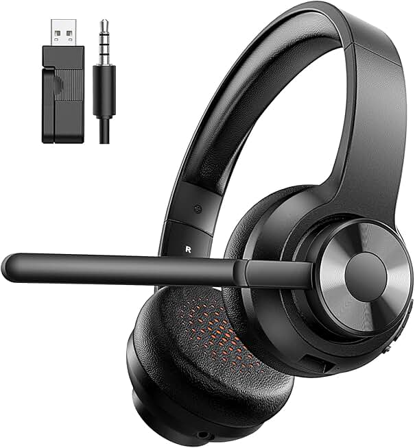 Wireless headset with mic for work and calls