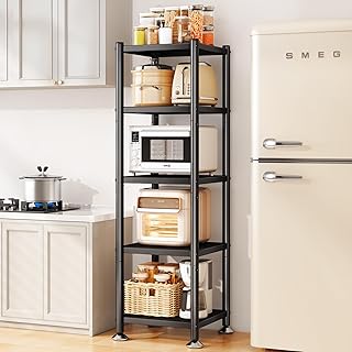 5-Tier Adjustable Metal Storage Shelves with Wheels