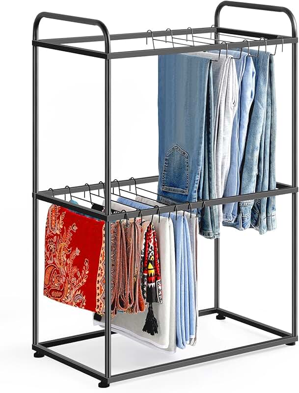 Small freestanding pants rack with 26 hangers
