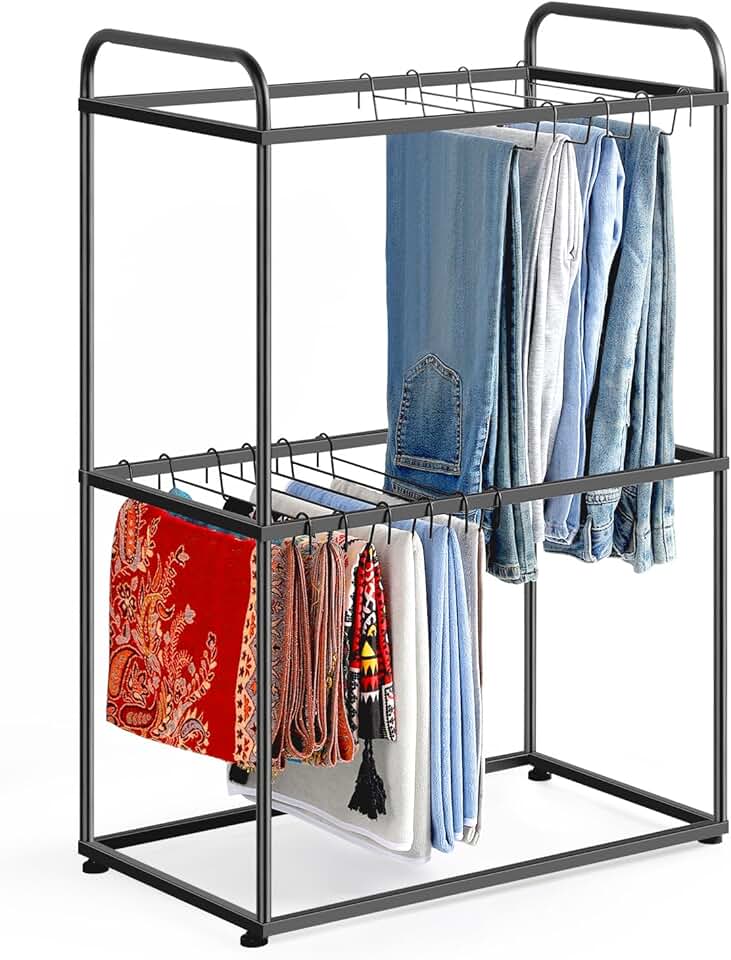 Small freestanding pants rack with 26 hangers