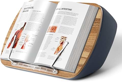 Gray lap beanbag book stand for hands-free reading