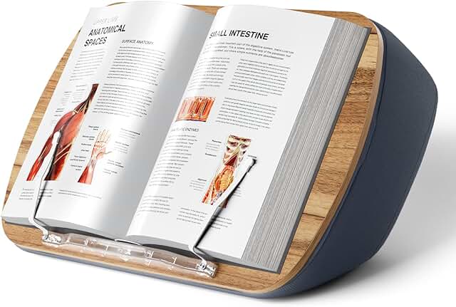 Gray lap beanbag book stand for hands-free reading