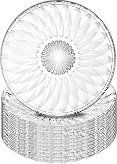 Set of 12 clear 8-inch round glass salad and dessert plates