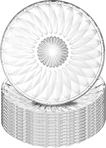 Set of 12 clear 8-inch round glass salad and dessert plates
