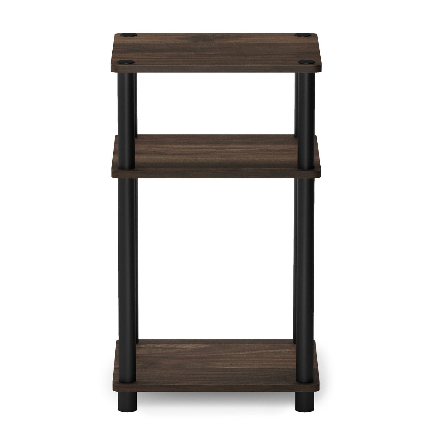 Just 3-Tier Turn-N-Tube End Table  Side Table  Night Stand  Bedside Table with Plastic Poles, 1-Pack, Columbia Walnut/Black