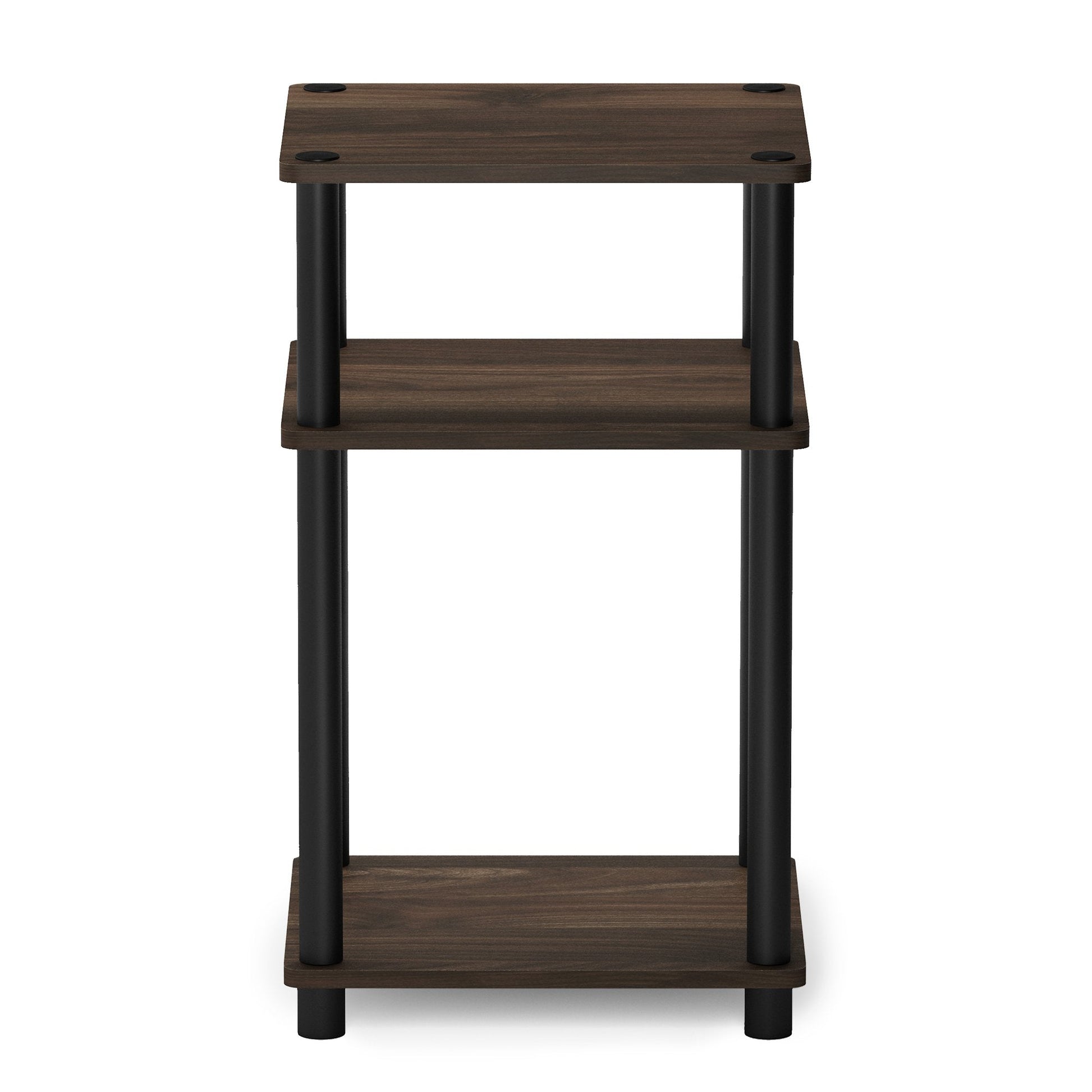 Just 3-Tier Turn-N-Tube End Table  Side Table  Night Stand  Bedside Table with Plastic Poles, 1-Pack, Columbia Walnut/Black