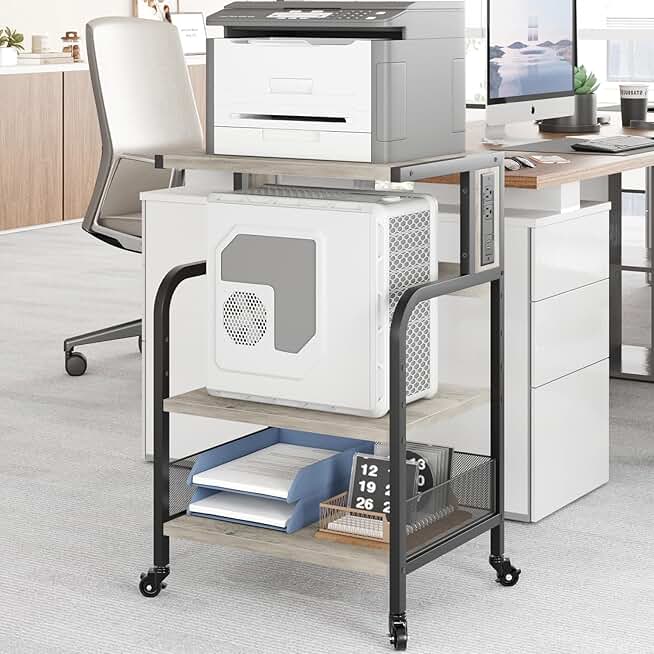 Printer Stand with Power Outlets and USB Ports