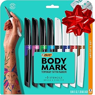 8-Color Temporary Tattoo Marker Set with Mixed Tips