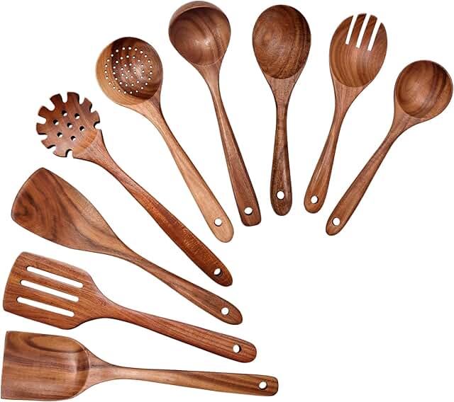 9-Piece Wooden Cooking Utensil Set