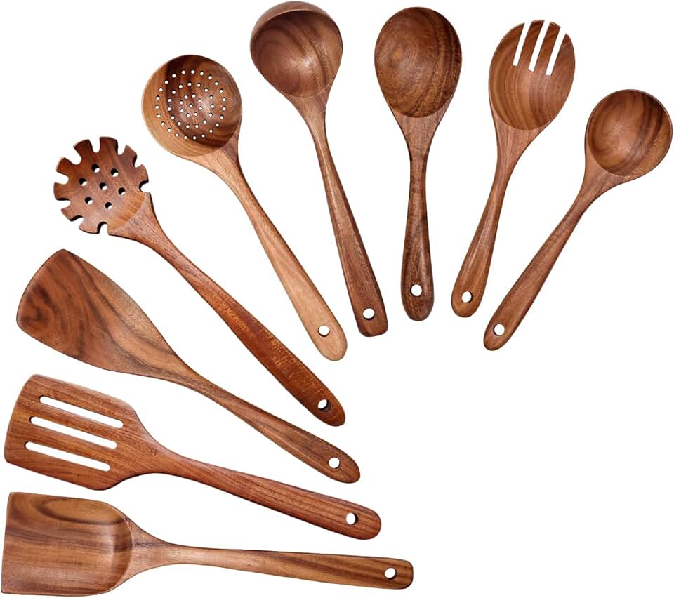 9-Piece Wooden Cooking Utensil Set