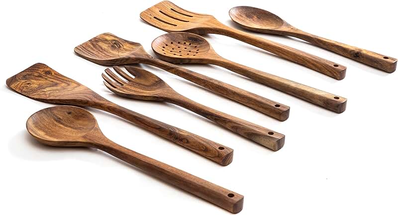 7-Piece Rosewood Kitchen Utensil Set with Holder