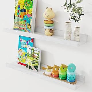 Set of 2 24-Inch Oak Wall Shelves with Lip