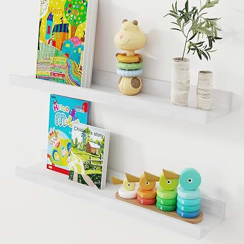 Set of 2 24-Inch Oak Wall Shelves with Lip