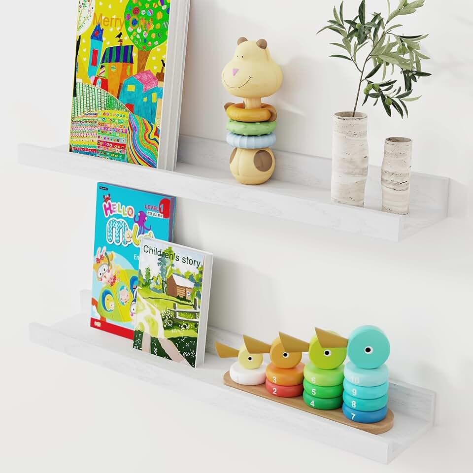 Set of 2 24-Inch Oak Wall Shelves with Lip