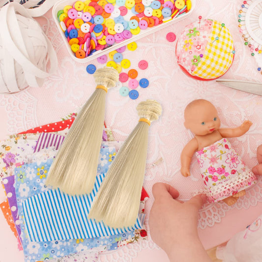 5pcs Dark Khaki Synthetic Doll Hair Wefts 15cm