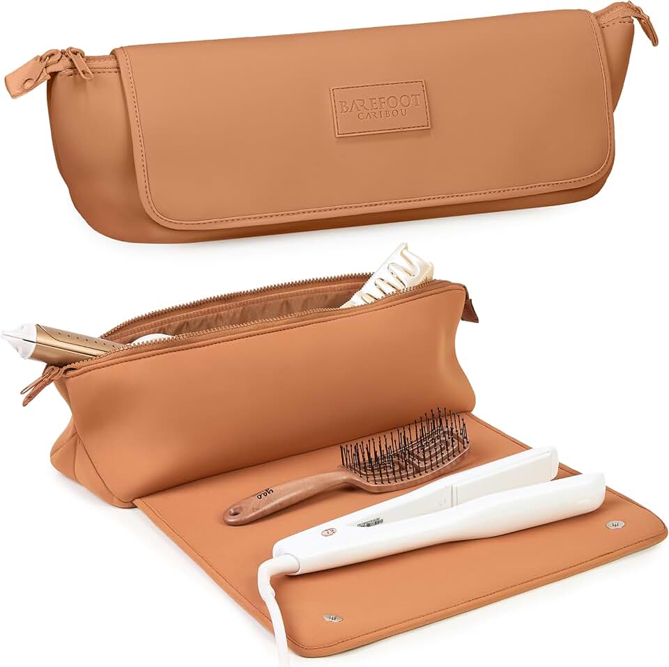 Travel Hair Tool Bag with Heat-Resistant Mat and Pockets