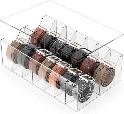 Large Clear Acrylic Belt Organizer with Dust Cover