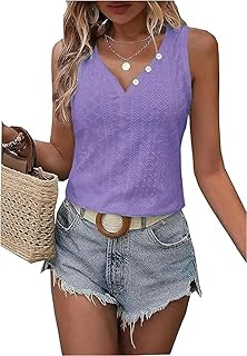 Embroidered Eyelet Tank Top for Women