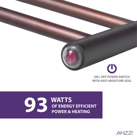 Glow 4-Bar Wall Mounted Towel Warmer in Rubbed Bronze  Energy Efficient 40W Electric Plug in Heated Towel Rack  Stainless Steel Towel Heater Rail Quick Towel Dryer  TW-AZ018ORB