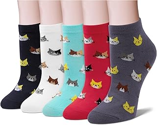 Five Pairs of Cute Animal Cotton Ankle Socks for Women