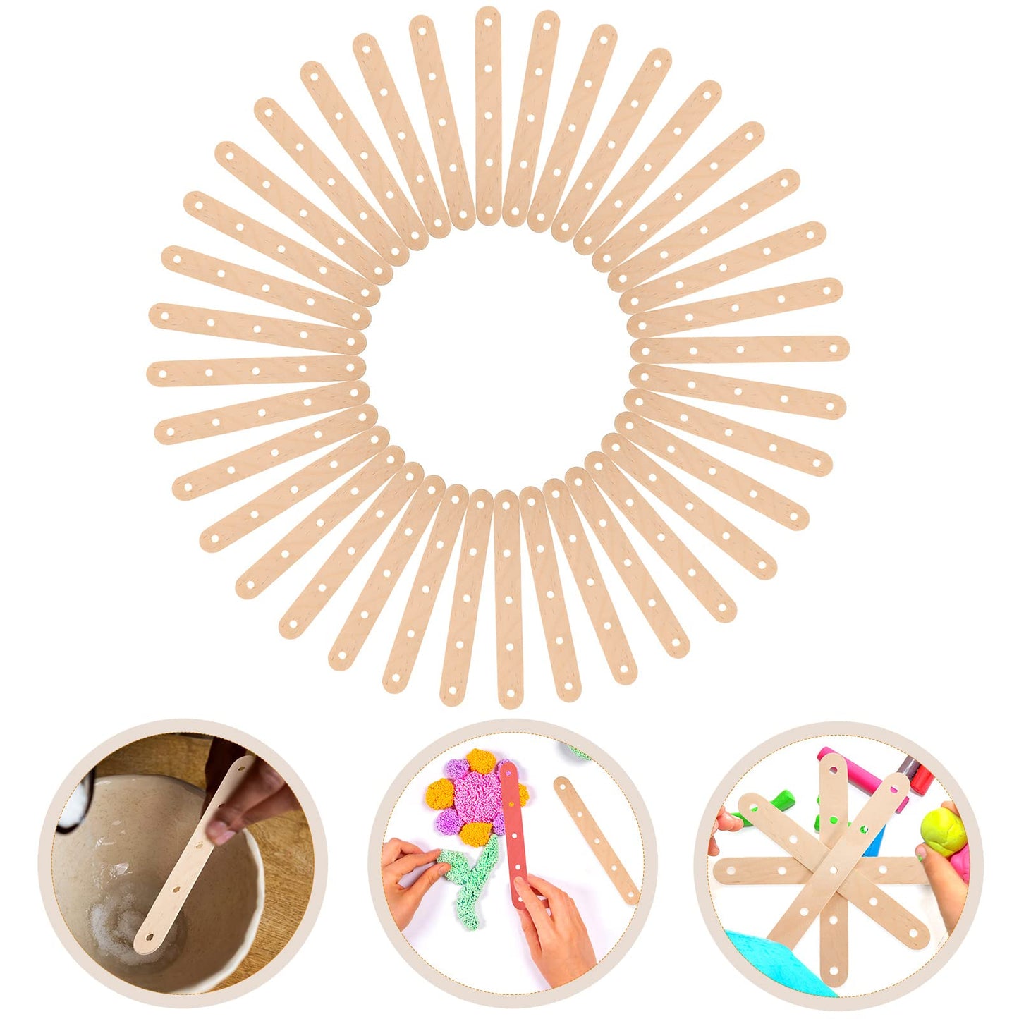 Natural Color Wooden Popsicle Sticks 50PCS