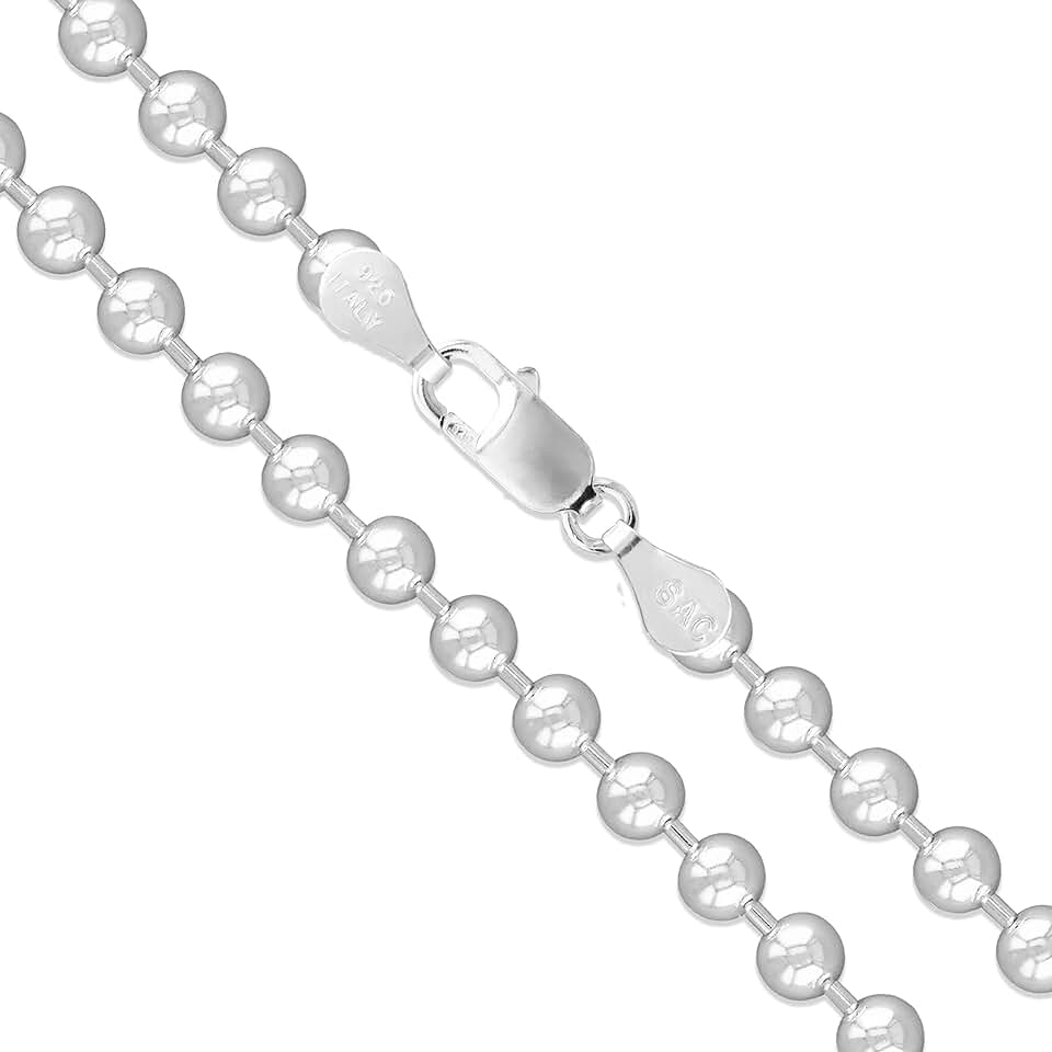 Silver Italian Ball Bead Chain Necklace