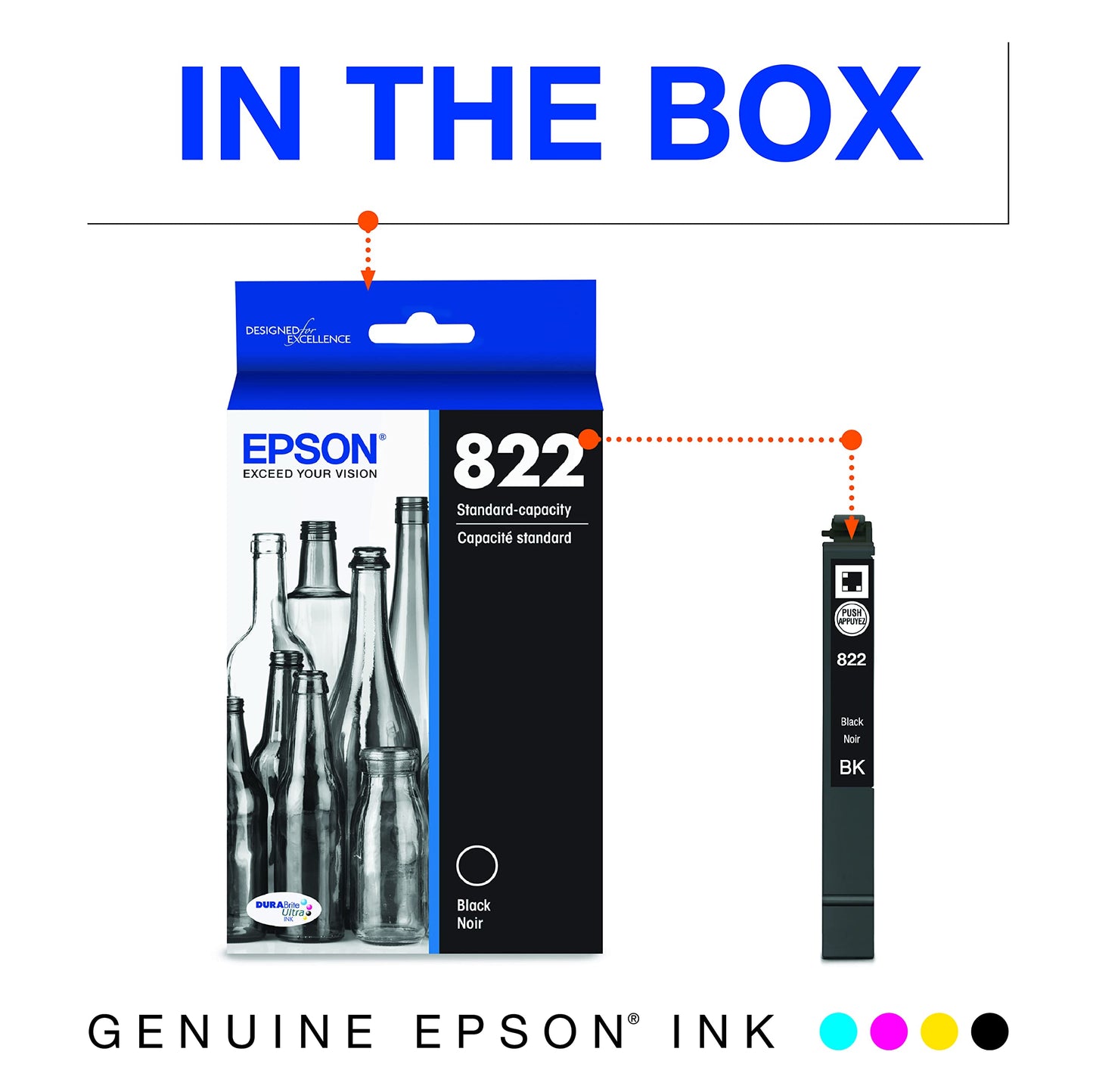 T822 DURABrite Ultra Ink Standard Capacity Black Cartridge (T822120-S) for select WorkForce Pro Printers