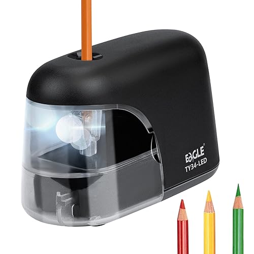 Battery-powered pencil sharpener with LED light