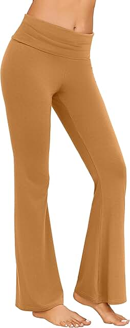 Fold Over Flare Yoga Pants for Women