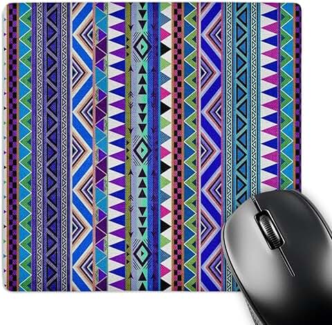 Purple and blue tribal print mouse pad
