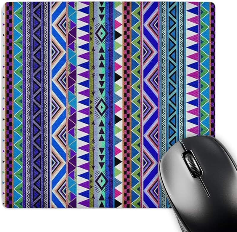 Purple and blue tribal print mouse pad
