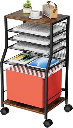 6-Tier Rolling File Cart with Lockable Wheels