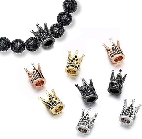 Set of 8 Crown Spacer Beads in Mixed Colors for Jewelry Making
