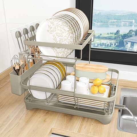 Large 2-Tier Dish Drying Rack with Utensil Holder