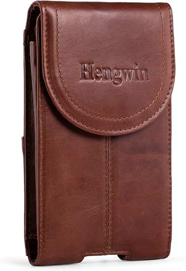 Leather Belt Clip Phone Holster with Magnetic Closure
