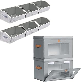Six Pack Closet Organizer Bins with Lids and Windows