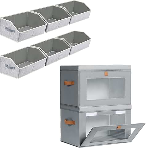 Six Pack Closet Organizer Bins with Lids and Windows