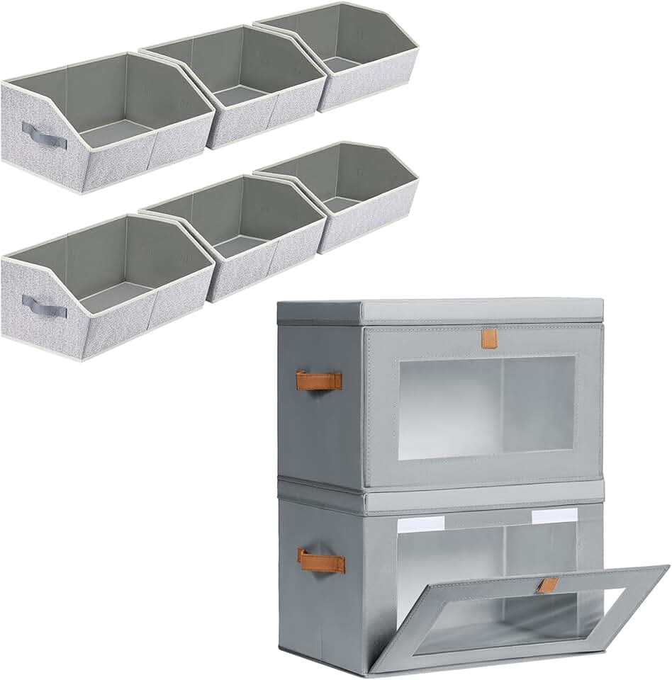 Six Pack Closet Organizer Bins with Lids and Windows